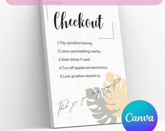 Checkout Instructions Template Editable Airbnb Editable Small Business Sign Printable Editable Airbnb Rules Printable Airbnb Host Help