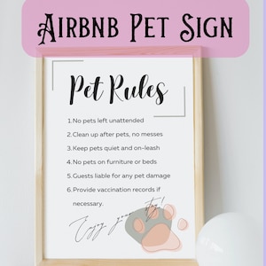 Pet Rules Sign Template pet In Property Rules Sign Printable Airbnb Pet Sign Editable Airbnb Rules Printable  Airbnb Host Help