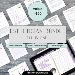 Esthetician Digital Record Book Esthetician Consent Forms Facial Consent Forms Client Intake Forms Esthetician Client Waiver Editable