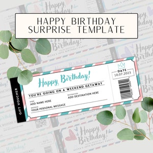Gefälschte Ticket-Vorlage Event-Eintrittskarte Alles Gute zum Geburtstag Überraschung Gutschein Musik-Eintrittskarte DIY Souvenir Ticket Erinnerungsstücke Geschenk für ihr DIY-Bundle