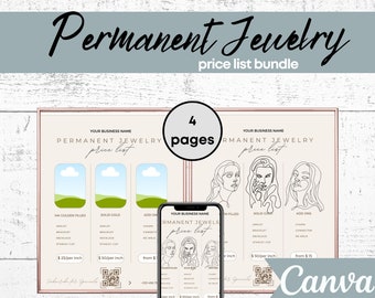 Signo de lista de precios de joyería permanente Plantilla editable de joyería permanente Precio móvil de joyería permanente Precio de joyería permanente Signo de código QR