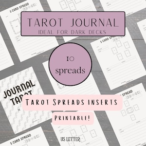 Plantilla de tirada de tarot para imprimir en el diario Cartas metafóricas del oráculo Lector de tarot digital Páginas del diario de tiradas para imprimir Lectores de tarot caprichosos