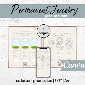 Permanent Jewelry Price List Sign Permanent Jewelry Editable Template Permanent Jewelry Mobile Price Permanent Jewelry Pricing QR Code Sign