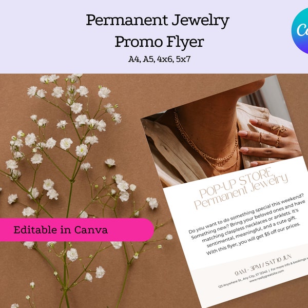 Permanent Jewelry Business Flyer Pop-up Store Permanent Jewelry Promotion Flyer Permanent Jewelry Marketing Done For You Flyer Promo