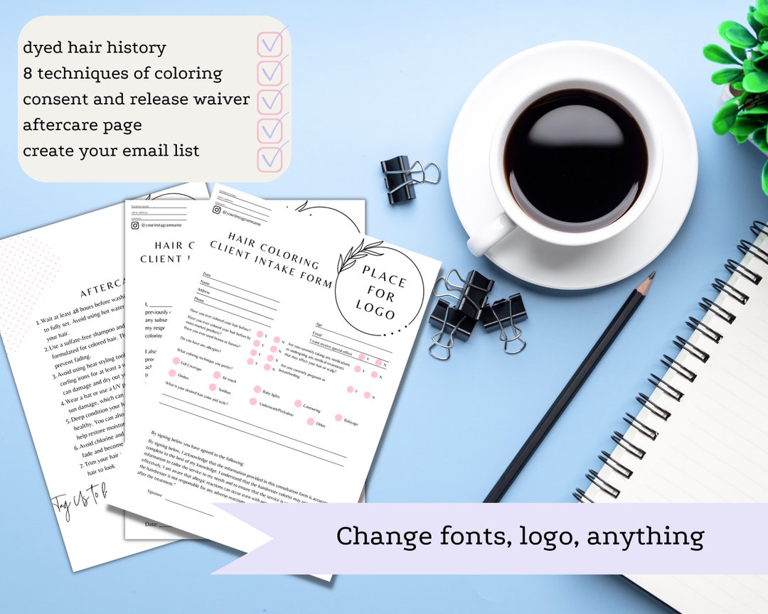 Hair Color Service Waiver Hairstylist Consultation Form Color