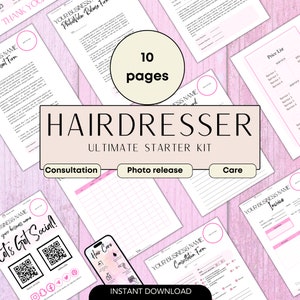 Formulário de consentimento para cabeleireiro Formulário de registro de cliente de cabelo Formulário de renúncia de cor de teste de patch Formulário de admissão de cliente Formulários de coloração de cabelo Formulário de liberação de foto