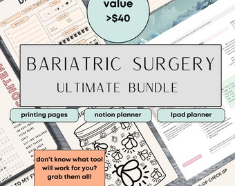 Ultimate Bariatric Bundle Bariatric Surgery Gastric Bypass Gastric Sleeve Tracker Weight Loss VSG Food Journal Printable Weight Loss Notion
