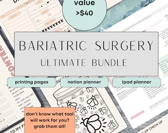 Ultimate Bariatric Bundle Bariatric Surgery Gastric Bypass Gastric Sleeve Tracker Weight Loss VSG Food Journal Printable Weight Loss Notion