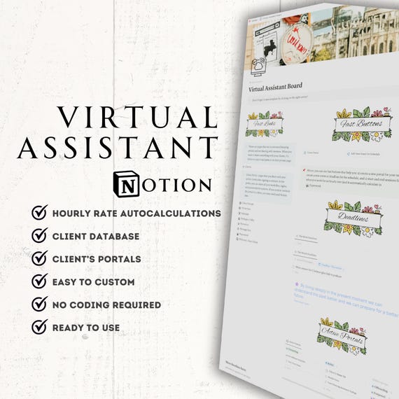 Virtual Assistant Notion Client Portal Customer Support Virtual Assistant Toolkit Virtual Assistant Website Notion VA Templates VA Website