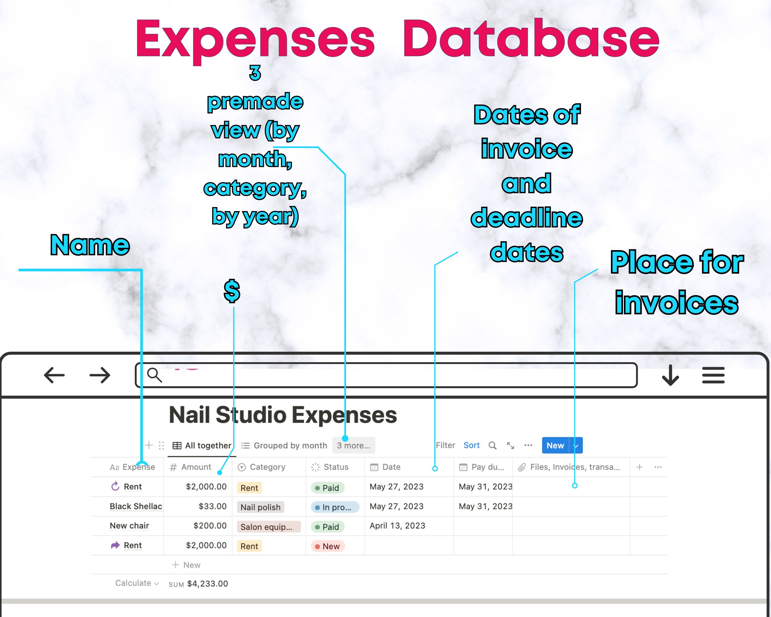 Notion Template Nail Business Inventory Nail Studio Notion Dashboard