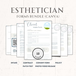 Esthetician Waiver Esthetician Client Intake Form Facial Consent Form Client Skin Analysis Form Medspa  Injectables Consult Skincare Forms