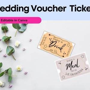 Wedding Drink Voucher Drink Tickets For Wedding Tickets Wedding Printable Meal On Us Voucher DIY Drink On Us Template Done For You Voucher