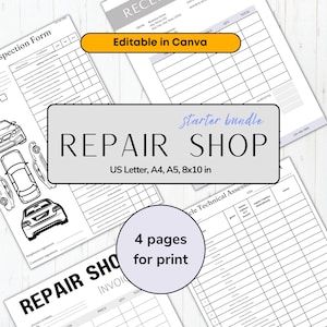 Car Repair Shop Documents Bundle Car Repair Forms Vehicle Inspection Form Repair Shop Client Intake Form Vehicle Condition Report Form