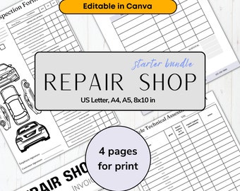 Car Repair Shop Documents Bundle Car Repair Forms Vehicle Inspection Form Repair Shop Client Intake Form Vehicle Condition Report Form