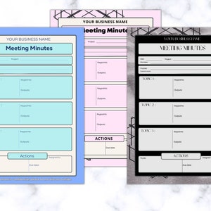 Meeting Minutes US Letter Printable Meeting Notes Template Digital Meeting Notes Business Meeting Agenda Printable Project Meeting Notes