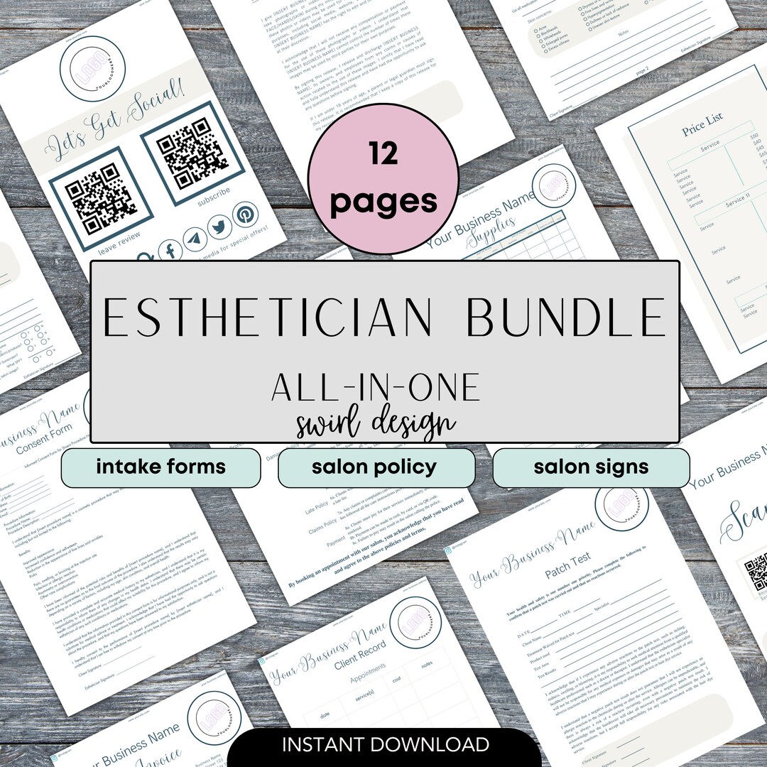 Facial Treatment Forms Esthetician Client Waiver Template Etsy