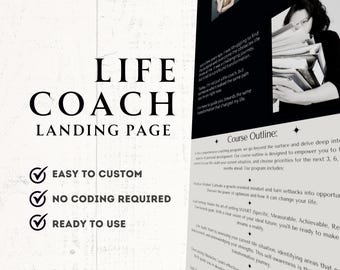 Life Coach Landing Page: Editable Canva Website Template (Digital Download)
