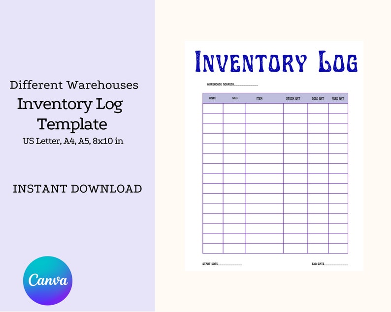 Editable Inventory Management Form Inventory Tracker PDF Product Inventory Business Inventory