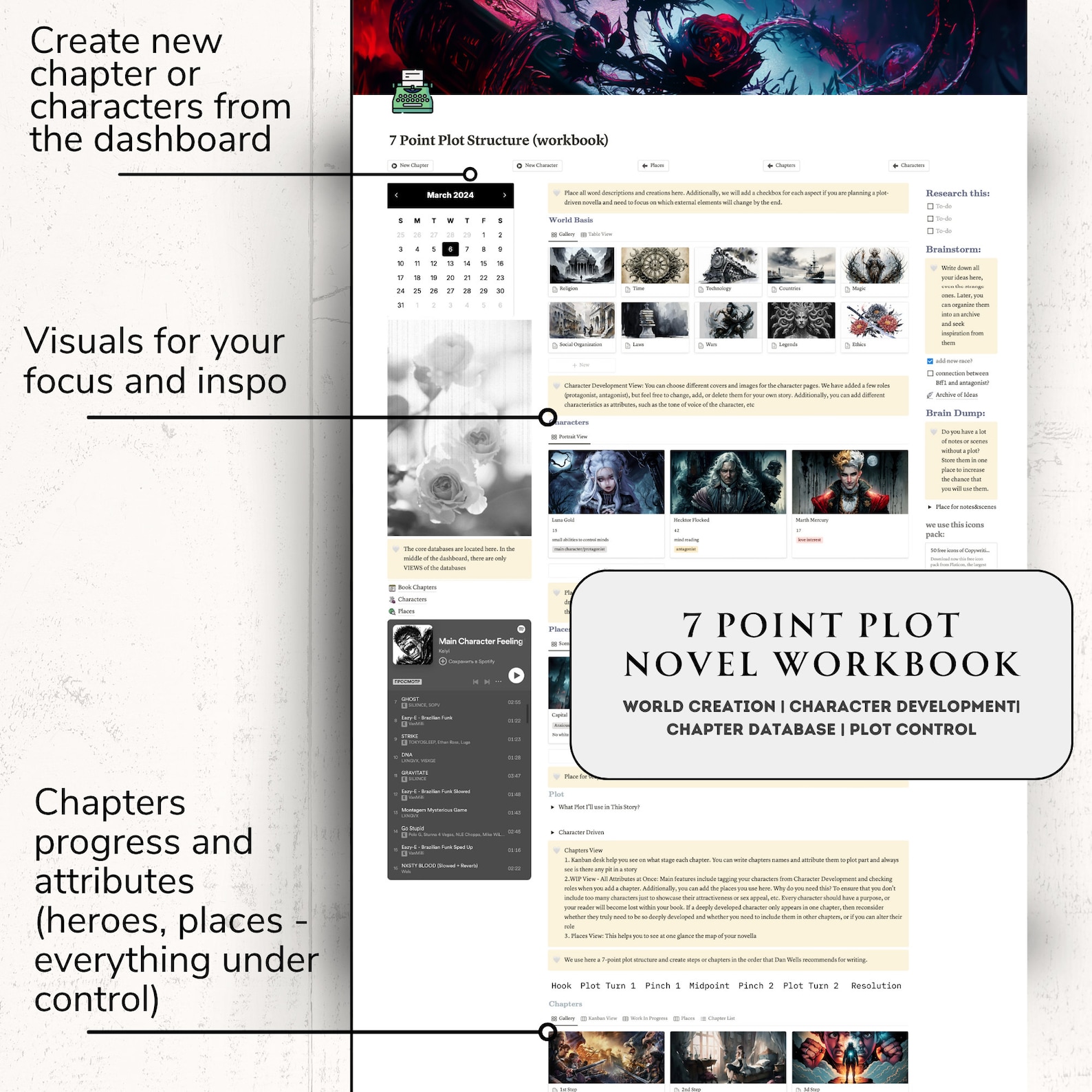 Notion Template Writer Bundle Plot Outline World Creation System for ...