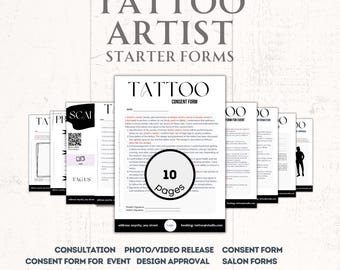 Tattoo Artist Forms Bundle Editable Consent Form Tattoo Intake Form Tattoo Consultation Forms Aftercare Tattoo Client Intake Canva Template