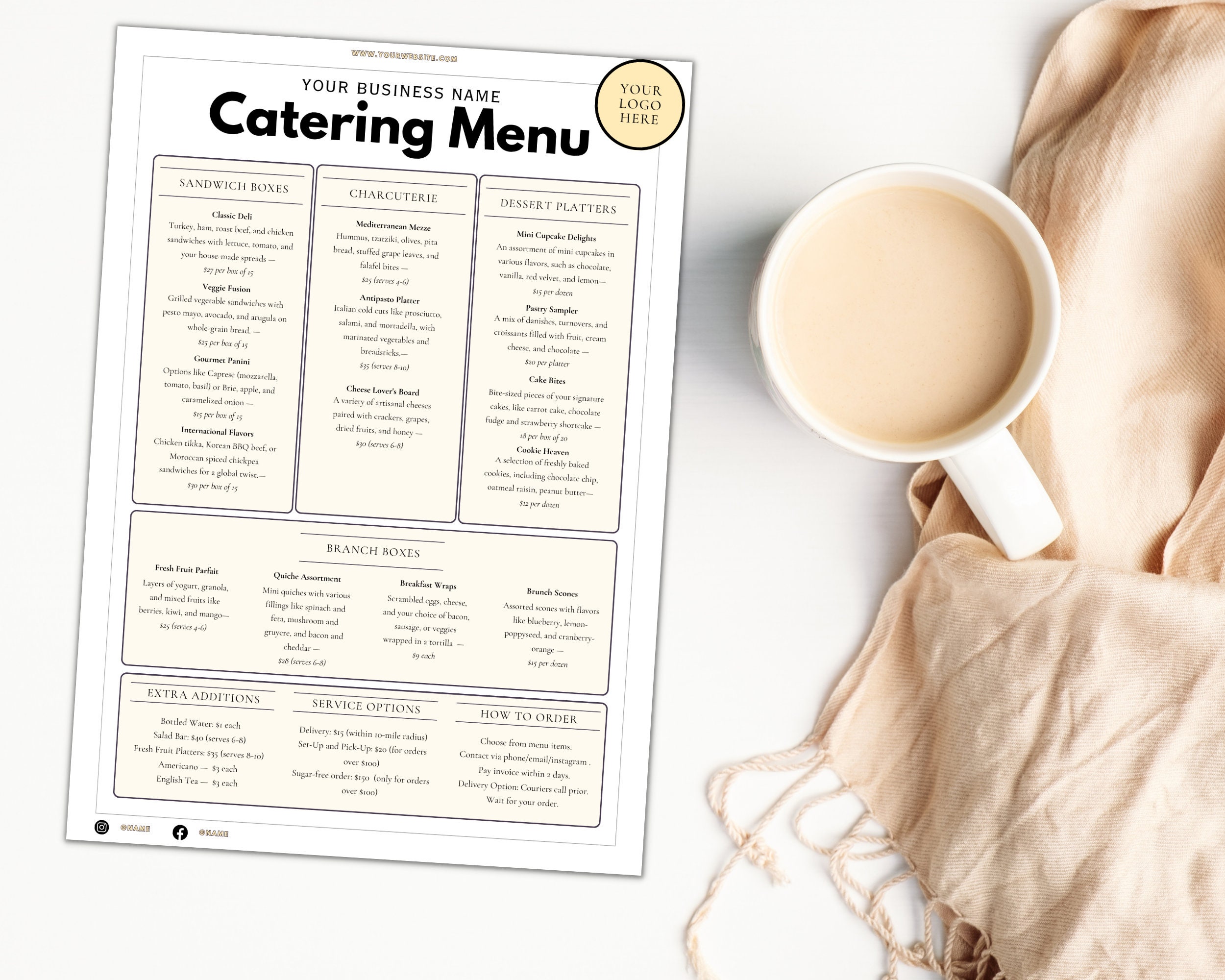 Catering Menu Editable Template Price List Restaurant Food Menu DIY ...