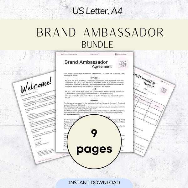 Brand Ambassador Contract Editable Template Brand Content Creator Agreement Brand Influencer Contract Brand Ambassador Report Collaboration