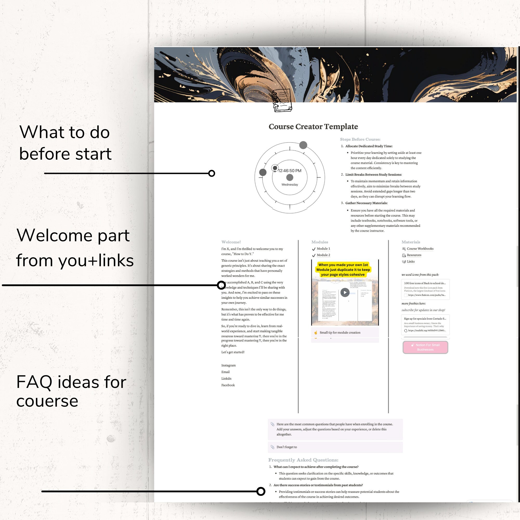 Course Creator Notion Template Course Host Digital Course Creation and ...