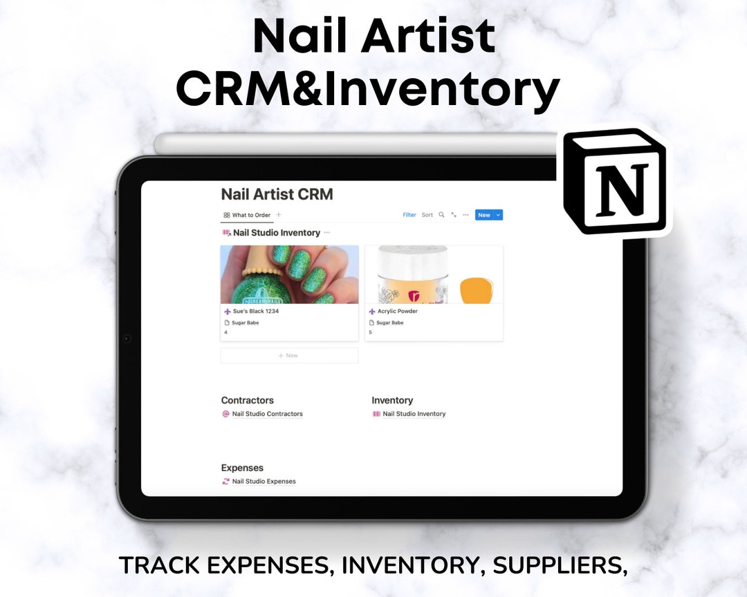 Notion Template Nail Business Inventory Nail Studio Notion Dashboard