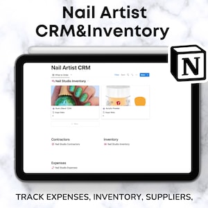 Notion Template Nail Business Inventory Nail Studio Notion Dashboard Nail Artist CRM Notion Template Nail Tech Inventory Tracker iPad Budget