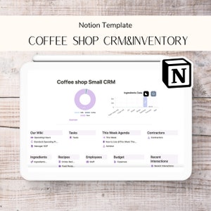 Inventory Template Coffee Shop Small Crm Spreadsheet Template For Cafe Notion Budget Coffeeshop Notion Template Food Business Owner Coffee