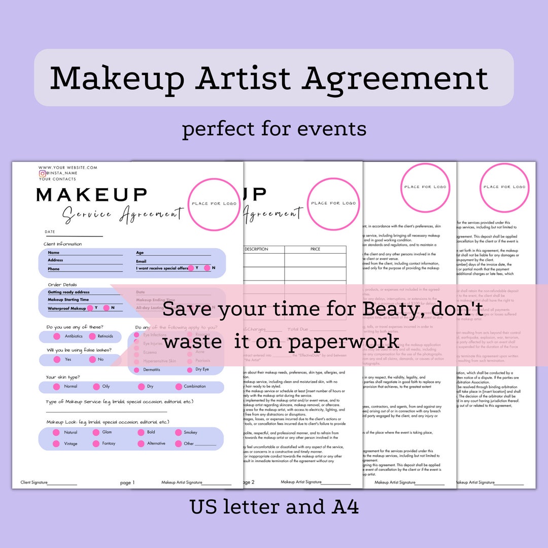 Makeup Artist Service Agreement MUA Contract Template Makeup Service Makeup Artist Service Agreement MUA Contract Template Makeup Service