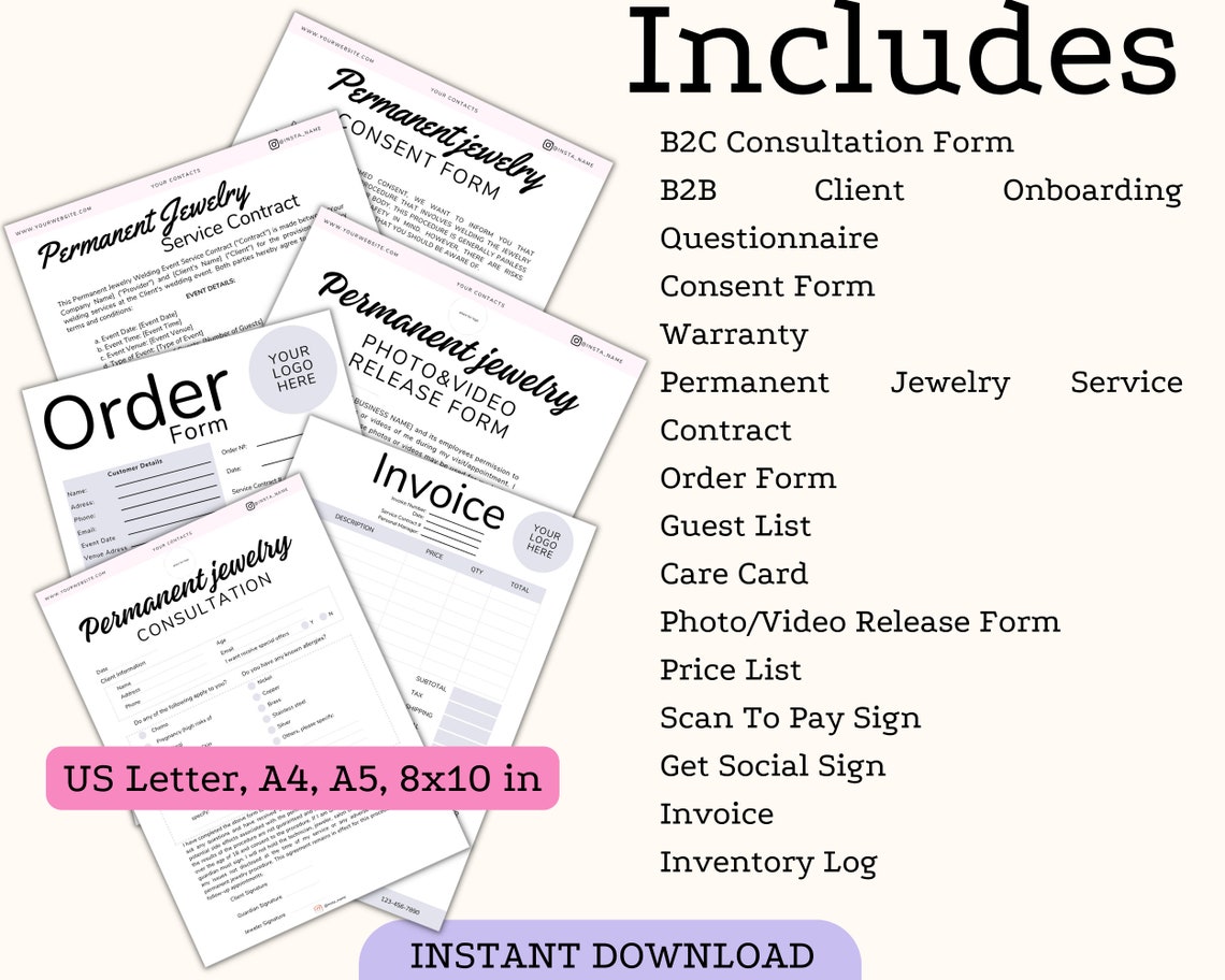 Permanent Jewelry Waiver Permanent Jewelry Kit Permanent Jewelry