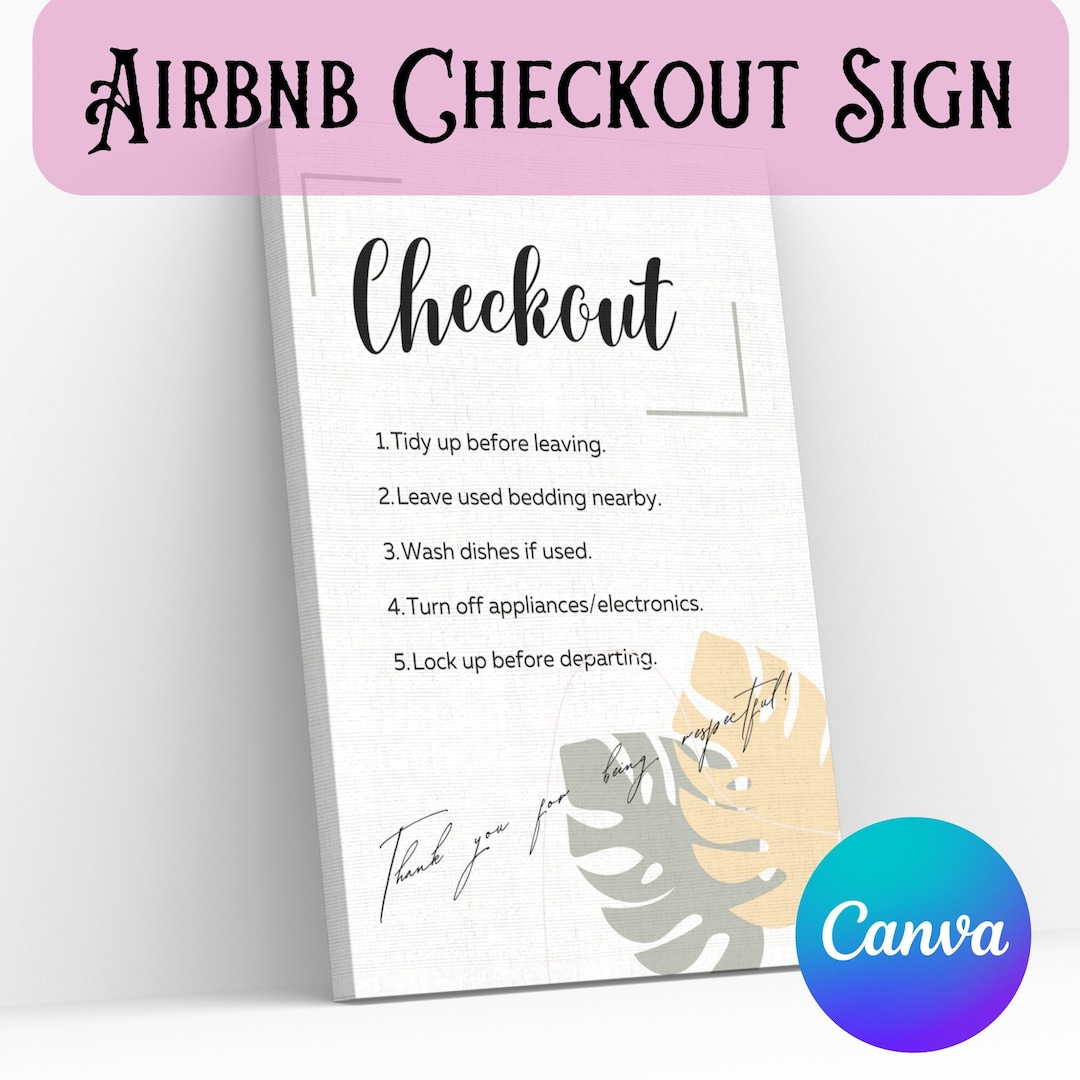 Checkout Instructions Template Editable Airbnb Editable Small Business