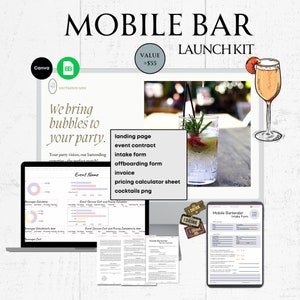 Mobile Bar Launch Kit Mobile Bartender Contract Template Bartender Business Starter Kit Website Mobile Bar Service Bar Pricing Calculator