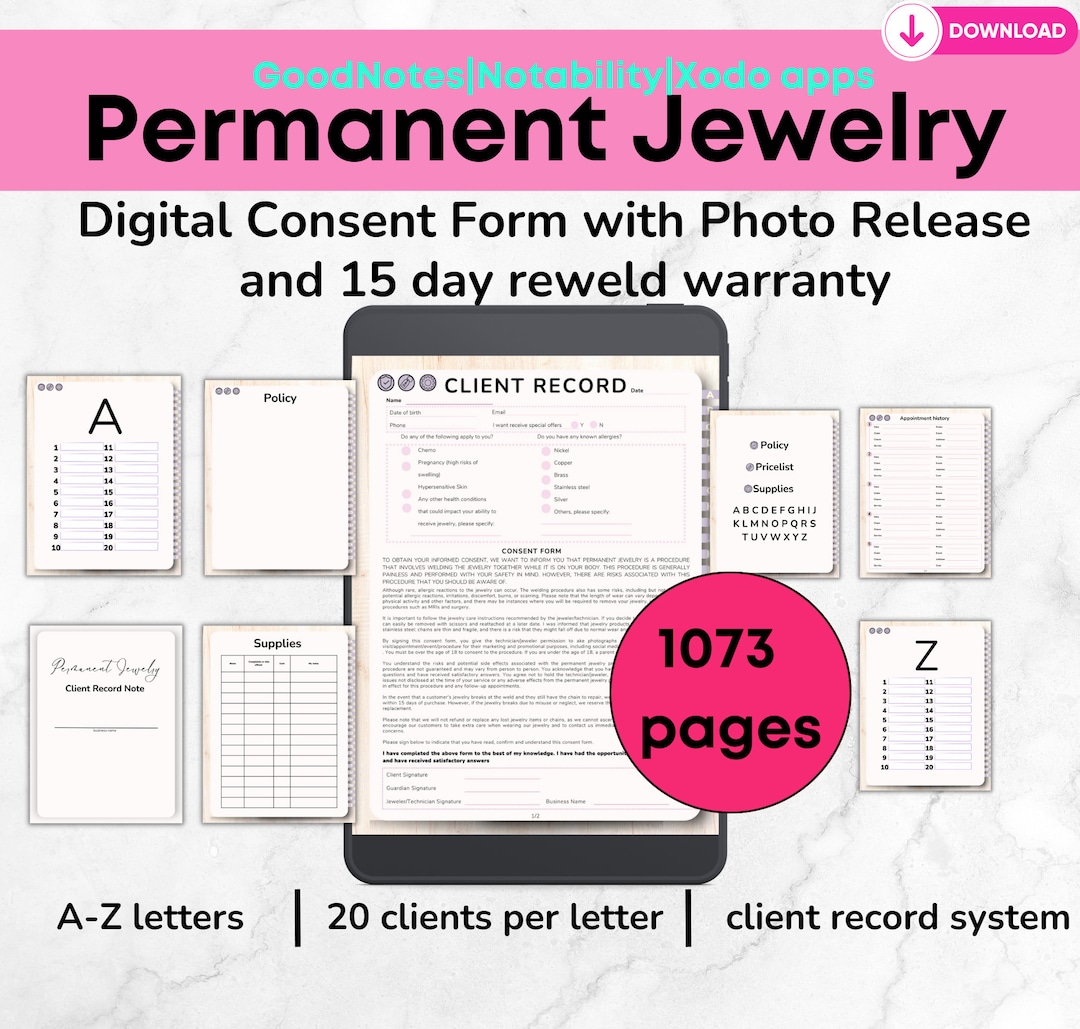 Permanent Jewelry Waiver Permanent Jewelry Digital Client Etsy