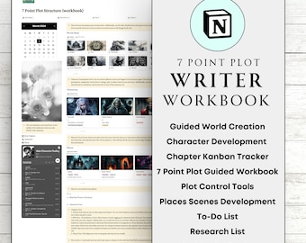 Notion Template for Writer Gift 7 Point Plot Guided Workbook World Creation Writer Workbook Plot Structure Novel Workbook NaNoWriMo Author