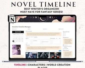 Notion Template for Writer Gift Plot Structure World Creation System Writer Organizer Novel Timeline Planning Writing Character Development