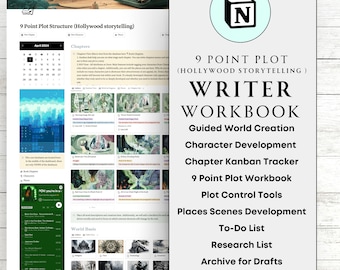 Notion Template for Writer Hollywood 9 Point Plot Guided Workbook World Creation Writer Workbook Plot Structure Novel Workbook NaNoWriMo