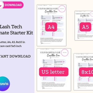 different sizes  lash tech forms 
Consultation form size us letter
intake form us letter
Consultation form size a4
intake form a4
Consultation form size a5
intake form a5
Consultation form size 8x10inch
intake form 8x10inch