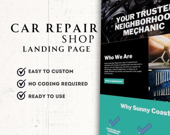 Car Repair Shop Website Mechanic Shop Schedule Website Template Auto Repair Shop Gift For Car Mechanic Automotive Repair Canva Template