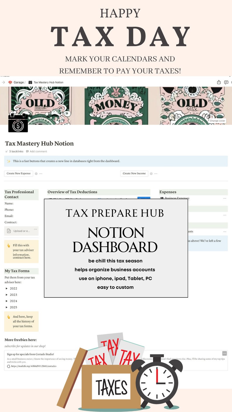 Tax Deduction Tracker Tax Return Binder Tax Return Notion Template Tax