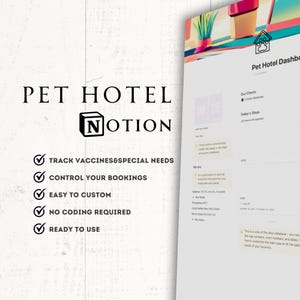 Notion Template Dog Daycare  Pet Boarding Business Crm Pet Hotel Management Dog Hotel Dog Daycare Spreadsheet Dog Boarding Registration