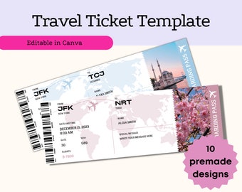 Editable Boarding Pass Template Printable Airline Ticket Canva Boarding Pass Surprise Trip Boarding Ticket Custom Gift For Her DIY Bundle