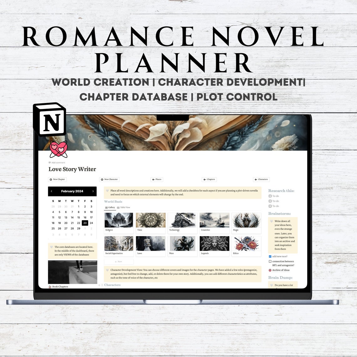 Notion Template for Writer Gift Plot Romance Novel Writing Template ...