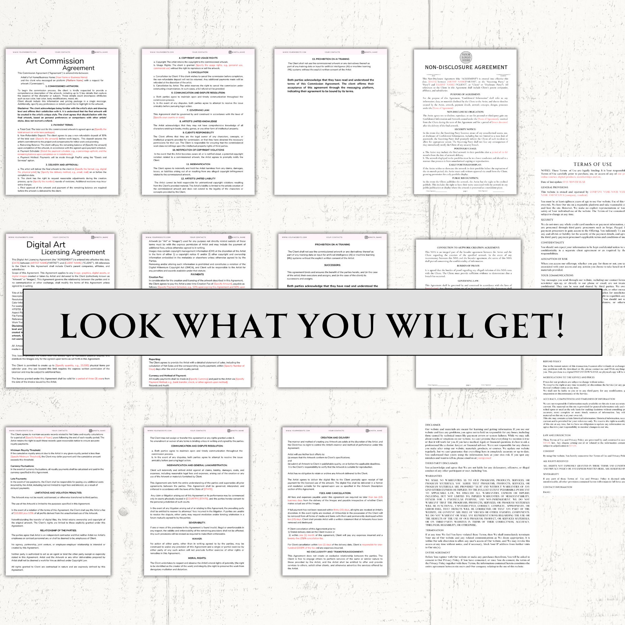 Digital Artist Business Bundle Art Commission Agreement Licensing ...