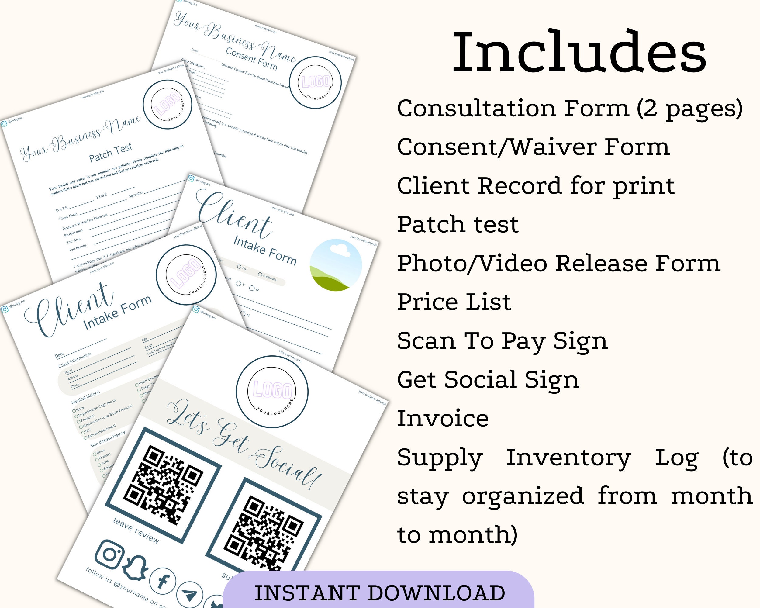 Esthetician Consent Forms Facial Consent Forms Client Intake Forms