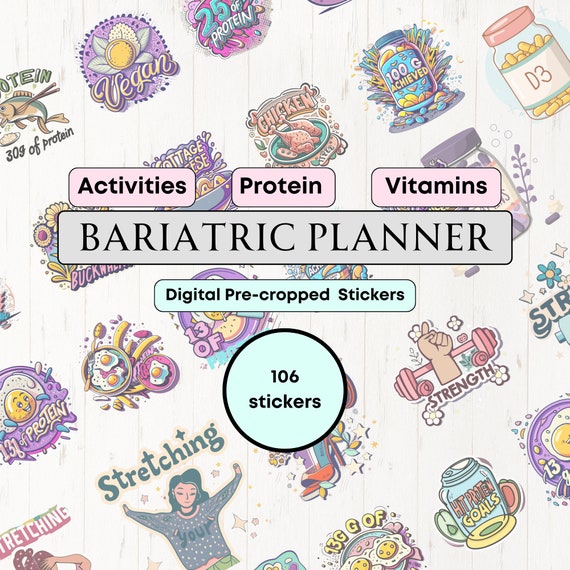 Bariatric Stickers For Goodnotes Bariatric Patient Stickers Protein Tracking Stickers Bariatric Surgery Digital Planner Stickers Journal Rny