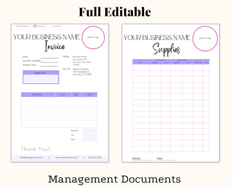 Lash tech document bundle management forms as invoice form, inventory log form,. Beauty Salon manager and management forms for invoices and log supplies and consumables