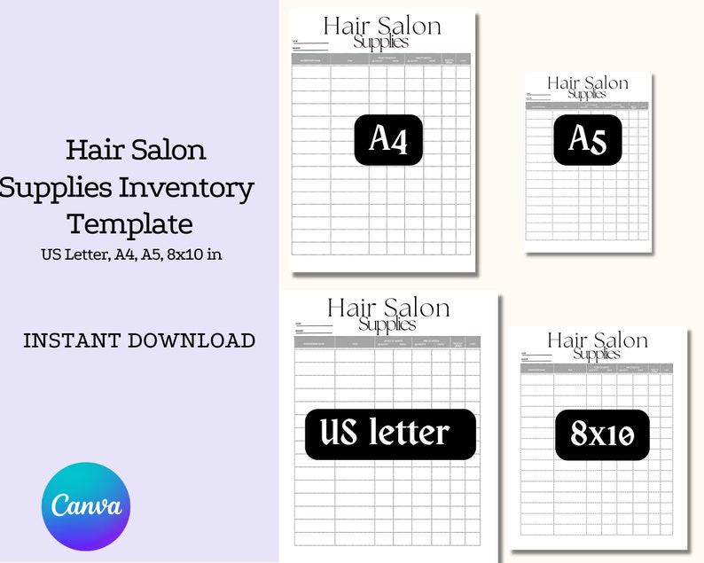 Beaty Salon Inventory Forms Editable Inventory Management Inventory ...