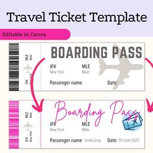Bearbeitbare Bordkarte Vorlage Druckbare Flugticket Canva Bordkarte Überraschungsreise DIY Bordkarte Individuelles Geschenk für sie DIY
